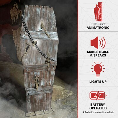 Haunted Hill Farm Lifesize Animated Coffin Prop (HHCOFF-2FLSA)
