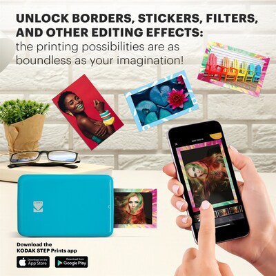 Kodak Step Mobile Zero Ink Instant Photo Printer, Single-Function, Blue (RODMP20AMZBL)