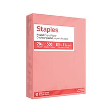 Staples Pastel 30% Recycled Color Copy Paper, 20 lbs., 8.5 x 11, Salmon, 500/Ream (14783)