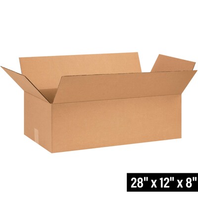 Partners Brand 28 x 12 x 8 Corrugated Boxes, 32 ECT, Kraft, 25/Bundle (28128)