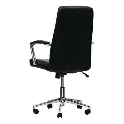 Alera® Fixed Arm Leather Task Chair, Black (ALEWS4116)