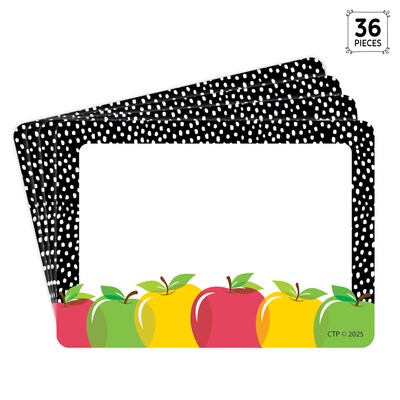Creative Teaching Press Adhesive Apple Time School Name Tags, 3.5" x 2.5", 36/Pack, 3 Packs/Bundle (CTP11032-3)