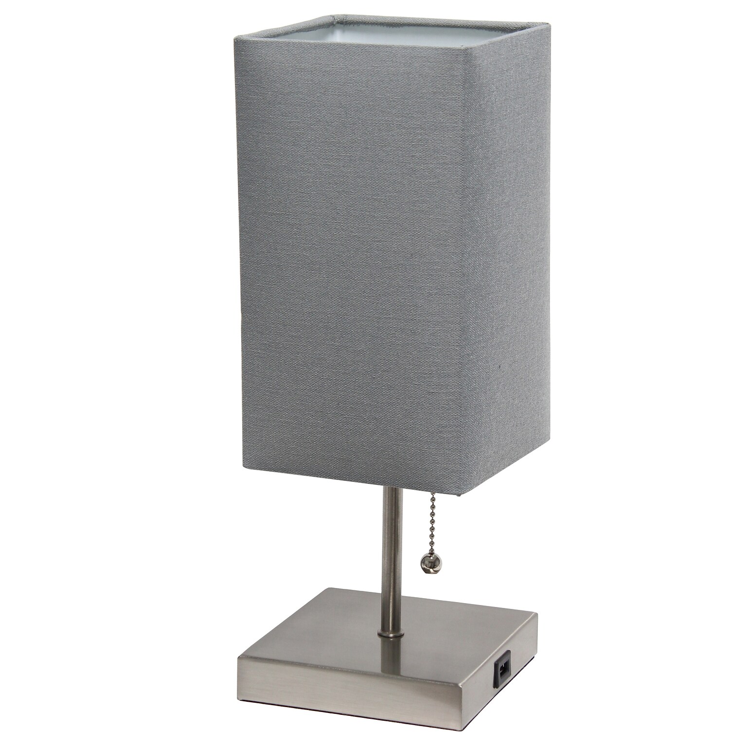 Simple Designs Petite Stick Lamp with USB Charging Port and Fabric Shade, Gray (LT1087-GRY)