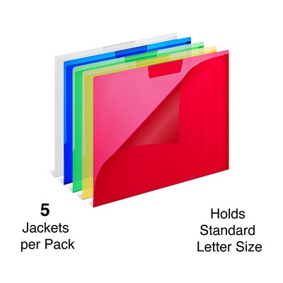 Staples Heavyweight Plastic File Jackets, Letter Size, Assorted Colors, 5/Pack (TR36053)