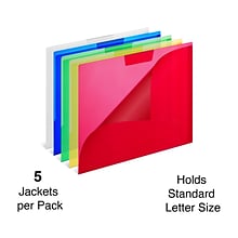 Staples Heavyweight Plastic File Jackets, Letter Size, Assorted Colors, 5/Pack (TR36053)