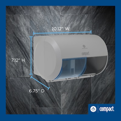 Georgia-Pacific Compact 2-Roll Side-by-Side Coreless Toilet Paper Dispenser, Gray (56783A)