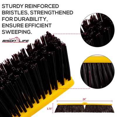 BISON LIFE Outdoor 24" Polypropylene Bristle Push Broom, Yellow/Black (BPHD-EXHPB-BKY-24-1)