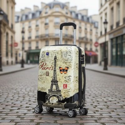 InUSA 20" Hardside Paris Carry-On Suitcase, 4-Wheeled Spinner, TSA Checkpoint Friendly, Paris (IUAPC00S-PAR)