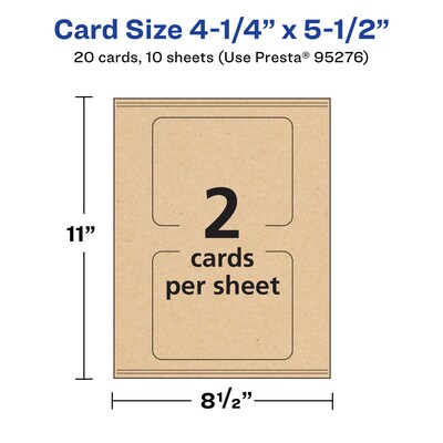 Avery Integrated Cards, 4.25" x 5.5", Matte Kraft Brown, 20/Pack (95276)