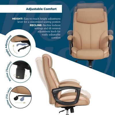 Thomasville Danvers Ergonomic Polyurethane Big & Tall Chair, 400 lb. Capacity, Light Tan (52403-TAN)