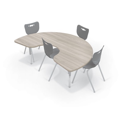 MooreCo Hierarchy Kidney Shaped Table, 72"W x 48"D, Grey Elm/Platinum Base (703673562867)