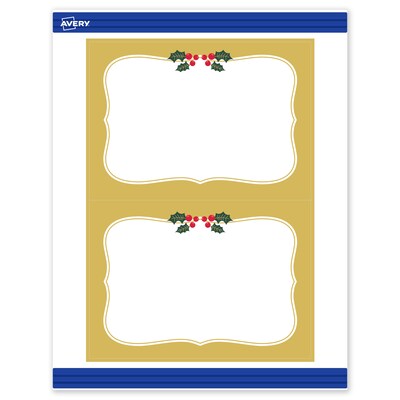 Avery Gold-Metallic Berries General Use Blank Cards, White, 20/Pack (S00-FGQ)
