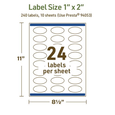 Avery Dissolvable Oval Multipurpose Labels, 1" x 2", Off-white, 240/Pack (94053)