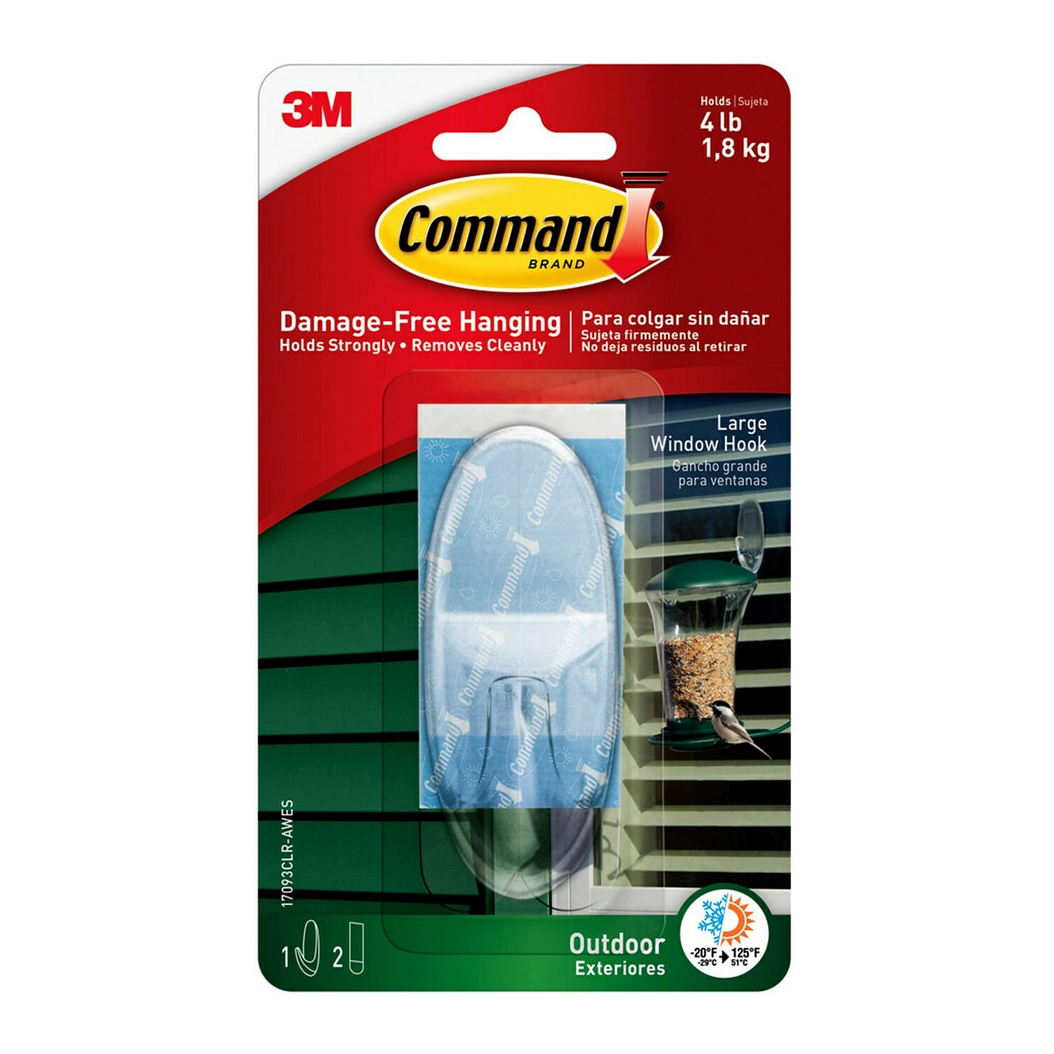 Command Large Window Hook, 4 lb, Clear, (17093CLRAW)