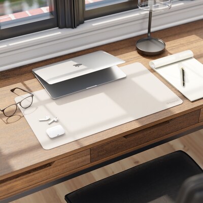 Smead Small Vegan Leather Anti-Slip Desk Pad, 23.6" x 13.7", Sandstone (SMD64836)