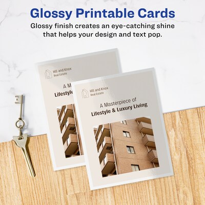 Avery Postcards, Glossy White, 4.25" x 5.5", Inkjet, 100/Pack (08383)