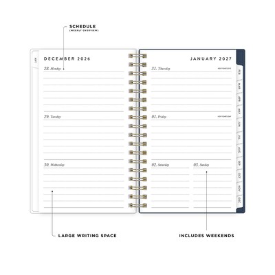 2027 Blue Sky Bespoke Letterpress Cranes In Flight 6.125" x 3.625" Calendar Year Weekly & Monthly Standard Planner