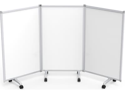 Luxor Freestanding 3-Panel Mobile Magnetic Whiteboard Room Divider, 53.5H x 91W, White (MB9152WW)