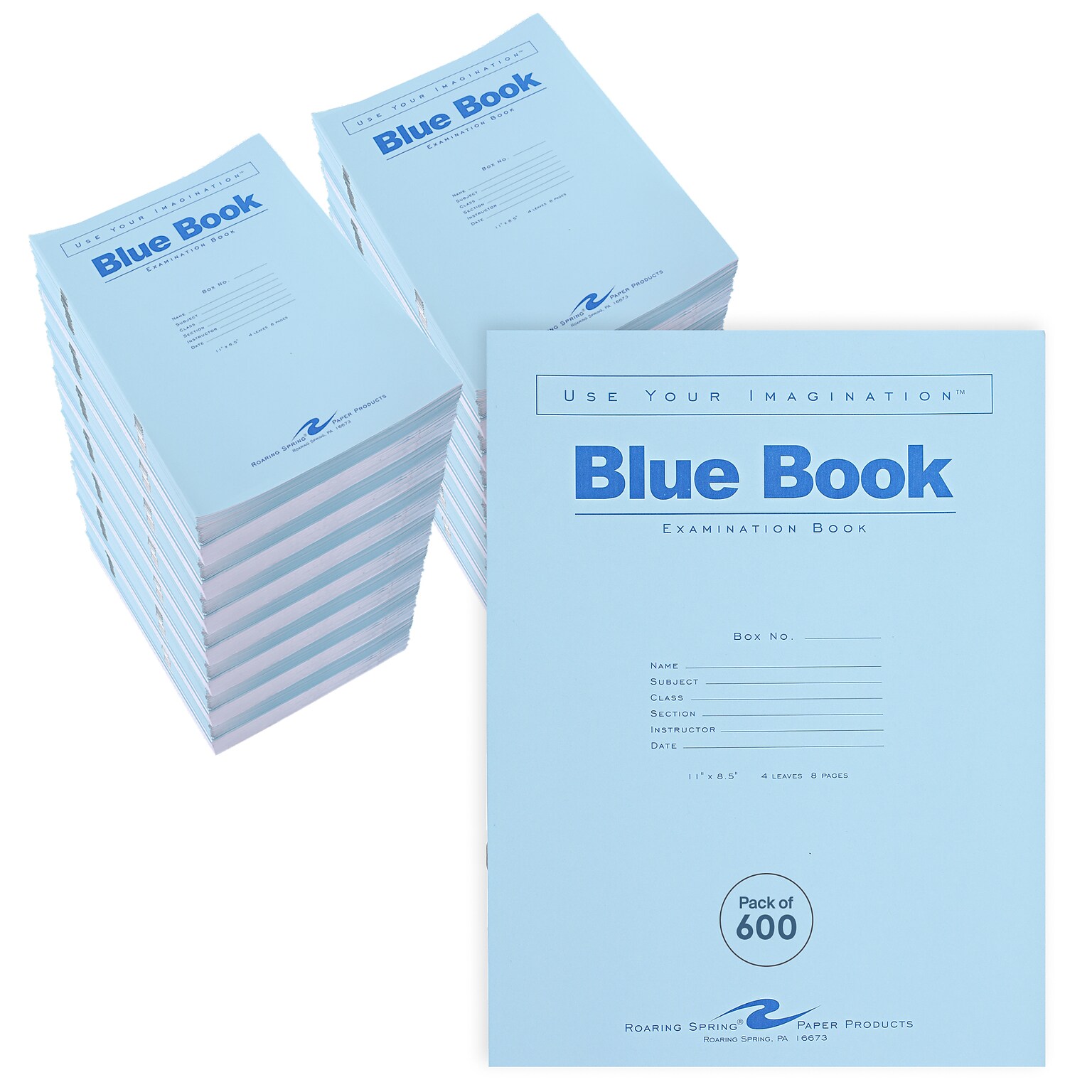 Roaring Spring Paper Products 1-Subject Exam Notebooks, 7 x 8.5, Wide Ruled, 4 Sheets, Blue (ROA77510)