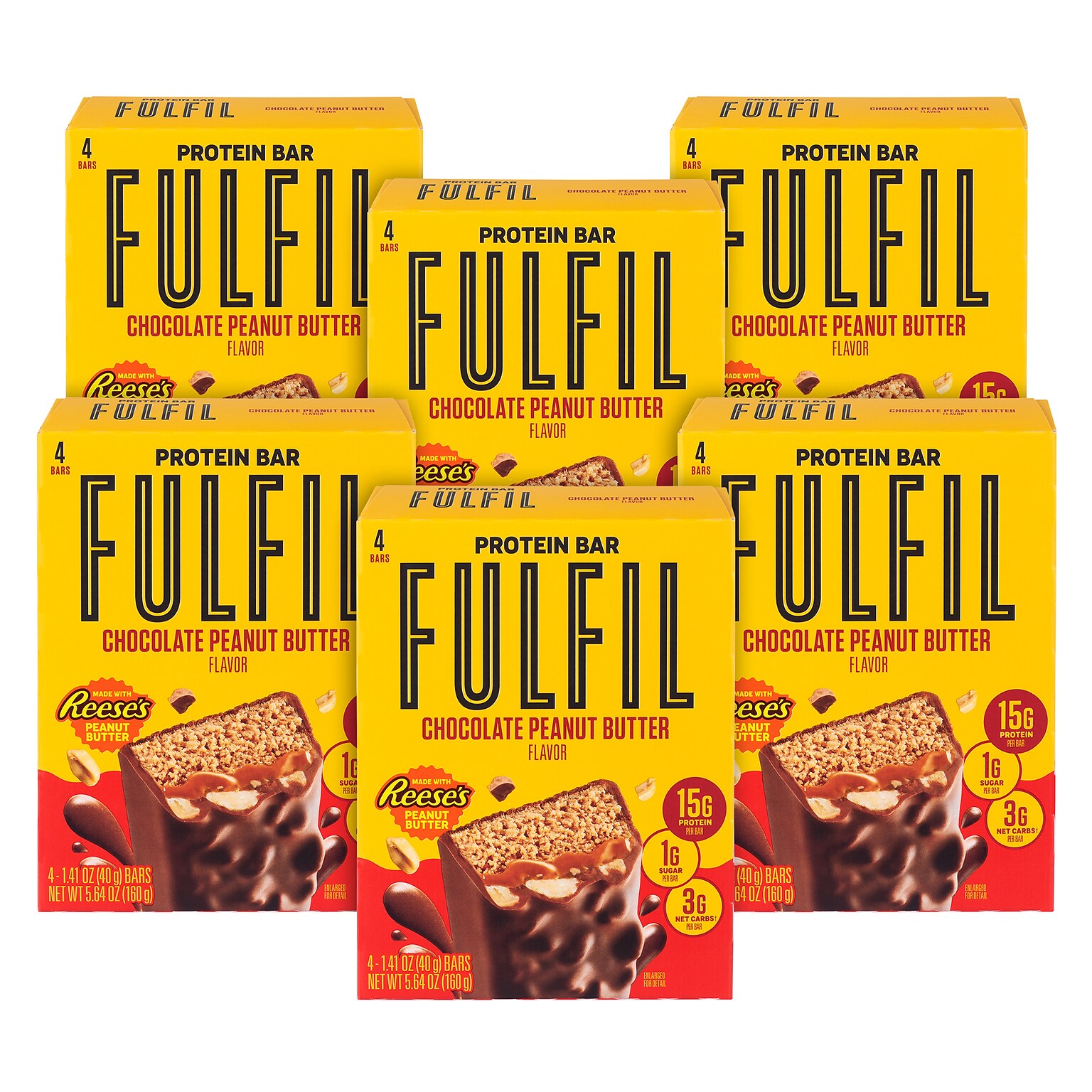 FULFIL Chocolate Peanut Butter Flavor Vitamin & Protein Standard Bar, 5.62 oz., 6/Pack (220-02913)