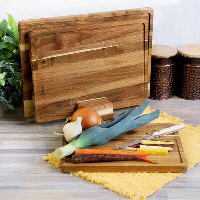 MegaChef Acacia Wood Cutting Board Set with Base (935122171M)