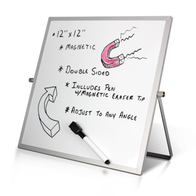 Flipside Double Sided Magnetic Dry-Erase Mobile Whiteboard Flip Easel, 12" x 12" (FLP50005)