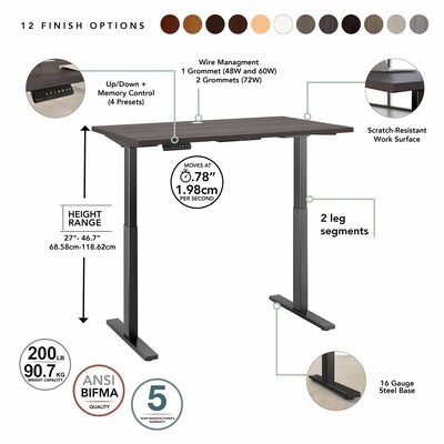 Bush Business Furniture Move 60 Series 27''-47'' Adjustable Standing Desk, Storm Gray (M6S6030SGBK)