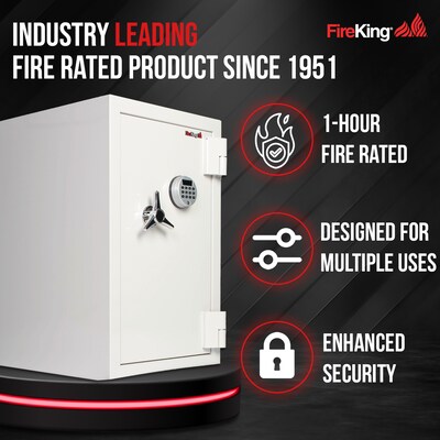 FireKing Fire-Rated Safe with Adjustable Shelf, 1.2 Cu. Ft., White (KF1114-1WHE)