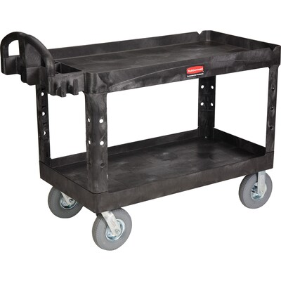 Rubbermaid® Heavy-Duty Two-Shelf Utility Cart; 750lb Capacity, 25 1/4 x 54 x 43 1/8, Black