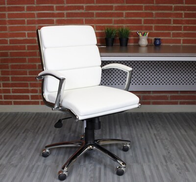 Boss Office Products Ergonomic CaressoftPlus Vinyl Swivel Executive Chair, White (B9476-WT)
