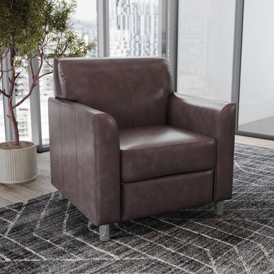 Flash Furniture Hercules Diplomat LeatherSoft Reception Chair, Brown/Chrome Legs (BT8271BNCHR)