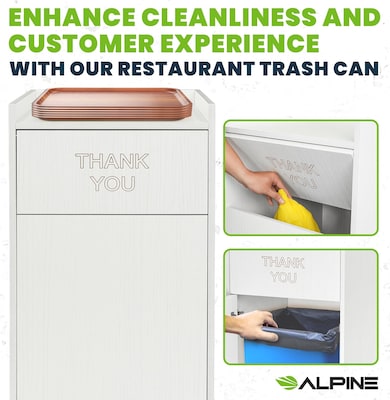 Alpine Industries Wood Trash Can Enclosure with Tray Top, 40 Gallon, White (476-WHI)