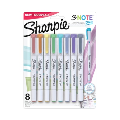 Sharpie S-Note Duo Tank Assorted Markers, Bullet/Chisel Tip, Assorted Colors, 8/Pack (2154173)