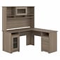 Bush Furniture Cabot 60"W L Shaped Computer Desk with Hutch and Storage, Ash Gray (CAB001AG)
