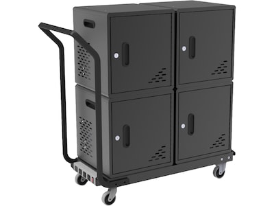 Luxor Lockable 40-Unit Modular Charging Cart, Black Steel (LLMC40DP)