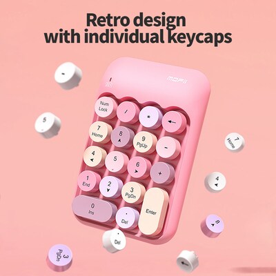 SaharaCase Retro Numeric Keypad Wireless Ergonomic Number Pad, Pink (KB45)