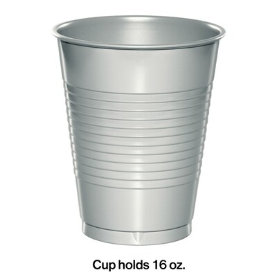 Creative Converting Touch of Color Plastic Cups, Shimmering Silver, 240/Carton (28106081)