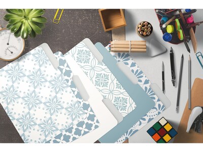 Better Office Soft Floral Tile Heavy-Duty File Folders, 1/3-Cut Tab, Letter Size, Paper Stock, 18/Pack (80033-18PK)