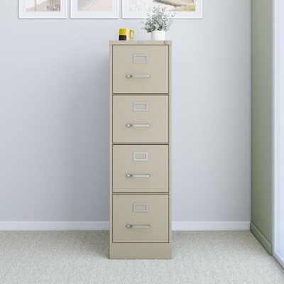 Quill Brand® Commercial 4 File Drawer Vertical File Cabinet, Locking, Putty/Beige, Letter, 26.5"D (13443D)