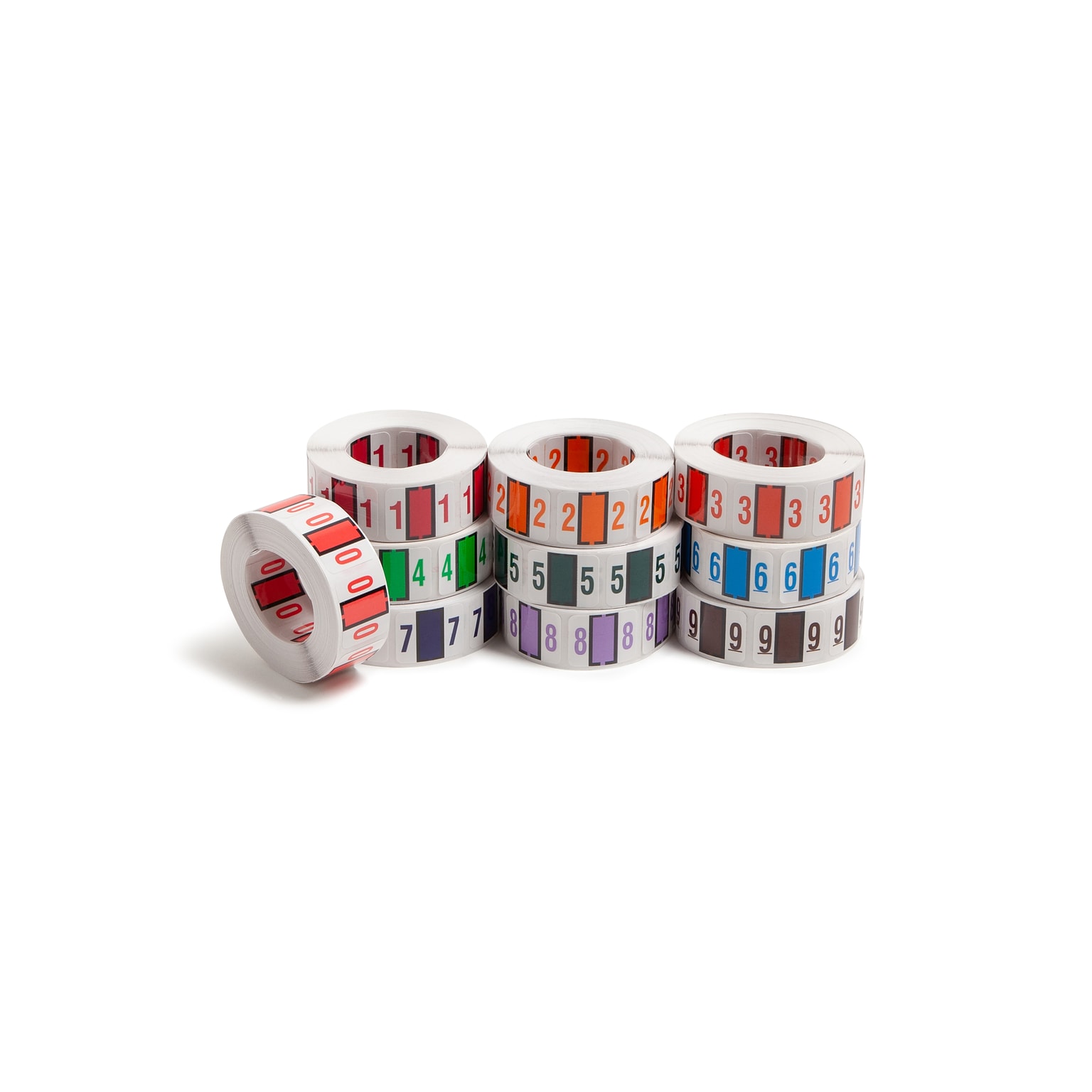 Smead BCCRN Color Coded Numeric Labels - 0-9, 1.25 x 1, Assorted Colors, 500/Roll (67380)