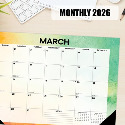 2026 Willow Creek Rainbow Gradient 17" x 12" Monthly Desk Pad Calendar (57155)