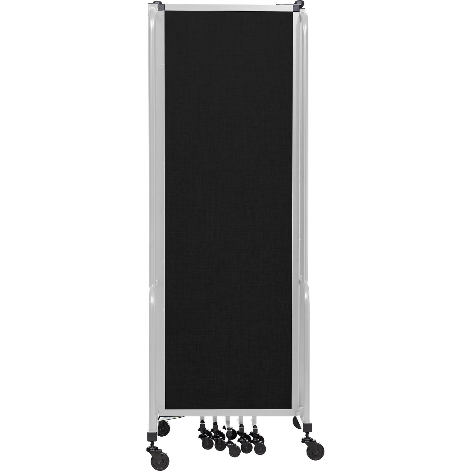 National Public Seating Robo Series 7-Panel Folding Mobile Room Divider, 72H x 164W, Black Fabric (RDG6-7PT10)