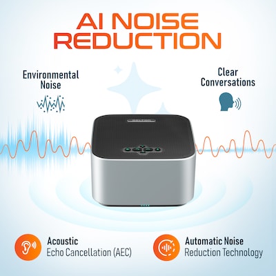 Delton C9270 360° Voice Pickup Wireless Conference Speakerphone with 2 External Mics, Gray (DSC9270S)
