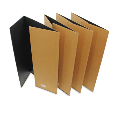 Flipside Tri-Fold Project Board, 48 x 36, Corrugated Paper, Black, 4/Pack (18067)