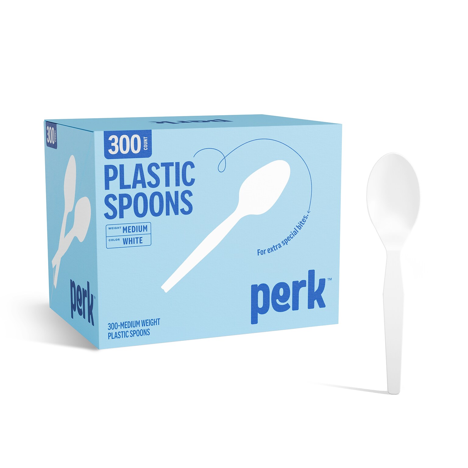 Perk™ Polystyrene Spoon, Medium-Weight, White, 300/Pack (PK56400)