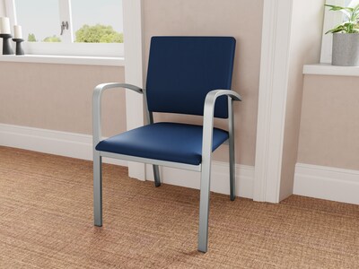 Lesro Newport Vinyl Guest Chair, Patriot Plus Imperial Blue/Silver (NP1101.SSV-01PPIB)