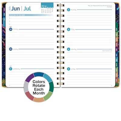 2026-2027 Excello Brands 8" x 5.5" Academic Weekly & Monthly Planner, Paperboard Cover, Black Tree Seasons (FSHN-AY26-58-32)