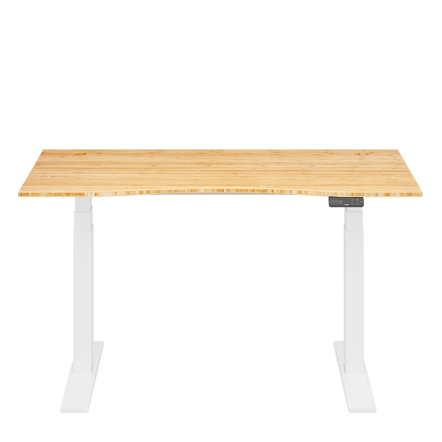 FlexiSpot E7COMMERCIAL 55W Electric Adjustable Bamboo Standing Desk, Bamboo/White (E7WCOMCR5528LBZB)