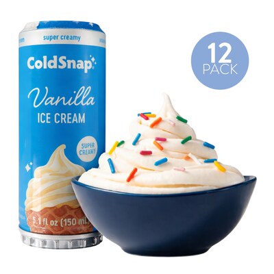 ColdSnap Premium Vanilla Ice Cream Mix, Single Serve Pods, 12 Pods/Pack, COLDSNAP MACHINE REQUIRED (600038)