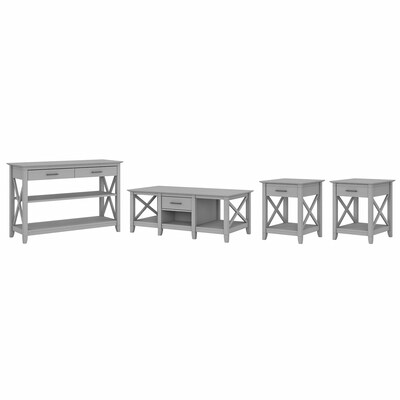 Bush Furniture Key West 47 x 24 Coffee Table with Console Table and 2 End Tables, Cape Cod Gray (KWS024CG)